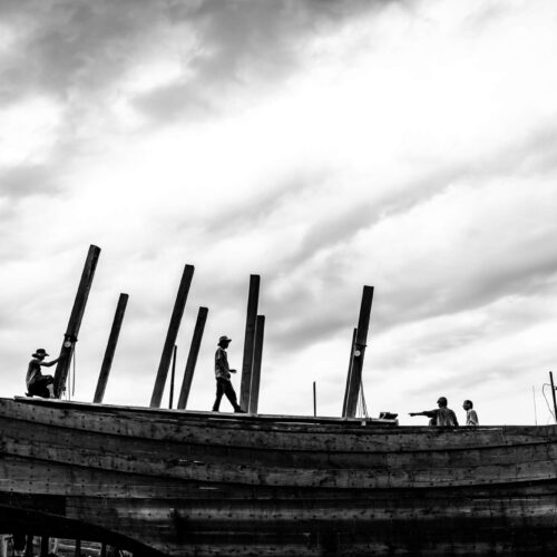 Photographing workers in the ship building yards of Sa Huynh, Vietnam