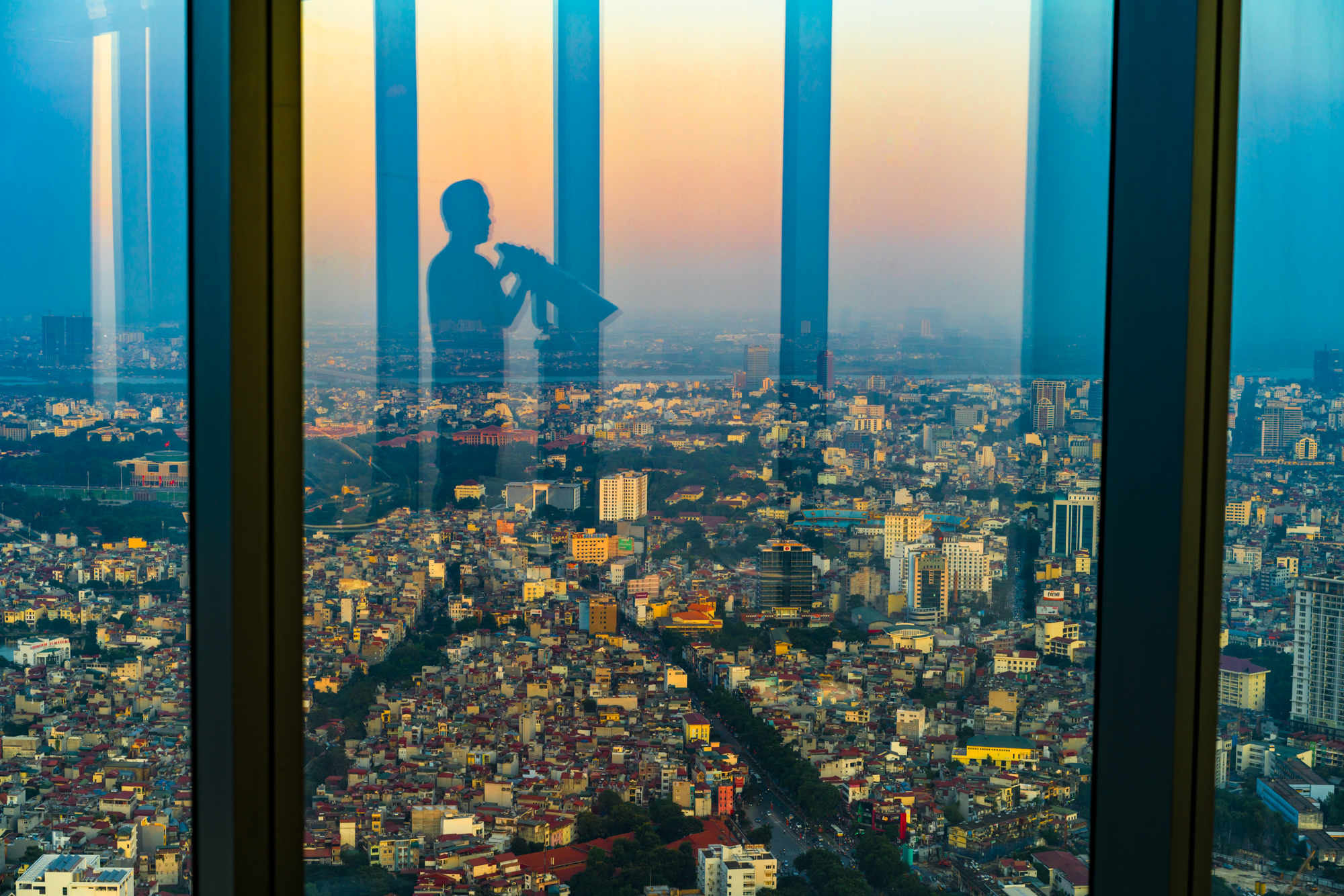 A view of Hanoi, Vietnam from the observation deck of a high rise tower.