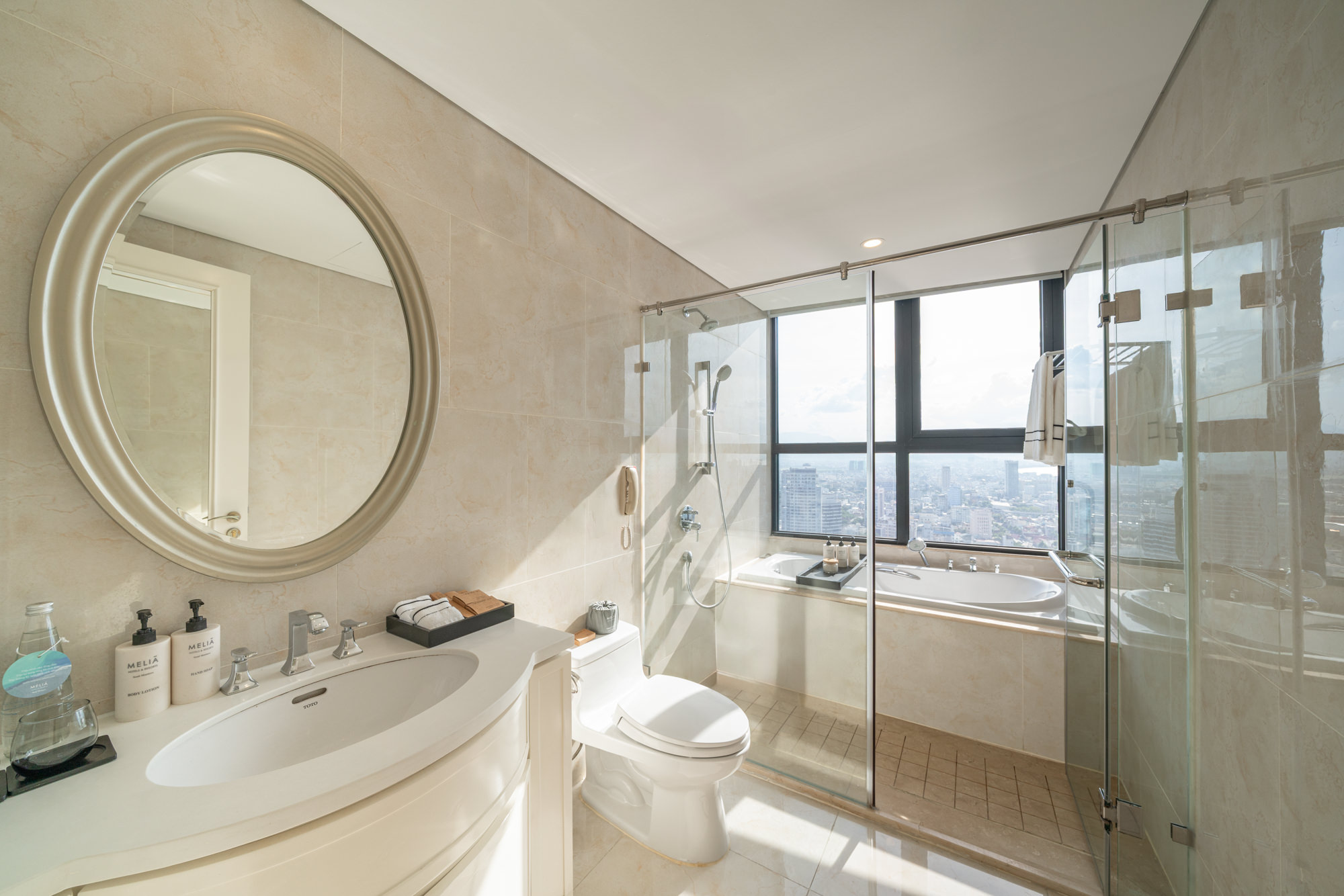 A luxurious suite overlooking sweeping views of Danang, Vietnam.