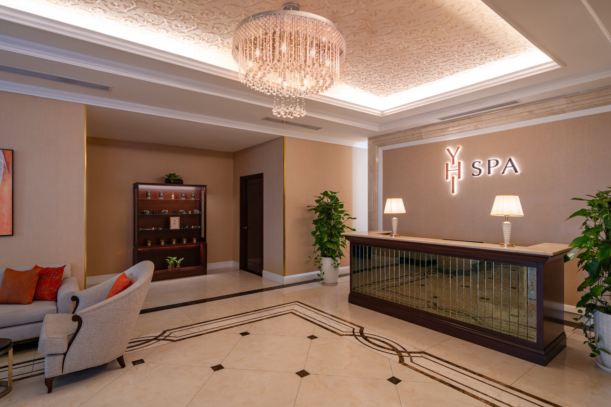 A welcoming entrance to a luxurious spa at a five star hotel in Vietnam.