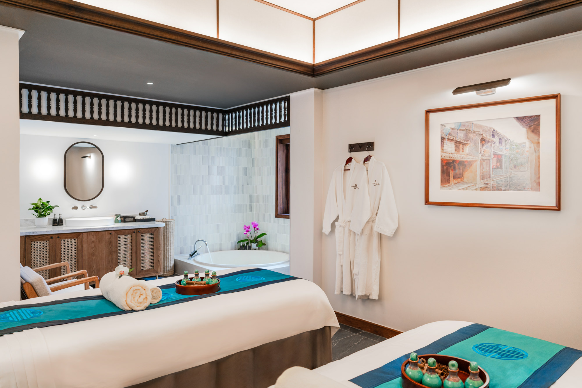 A opulent spa treatment awaits guests at Anantara Hoi An Resort in Vietnam.